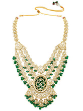 Gold Plated Green Kundan Festive Necklace Set