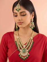 Gold Plated Green Kundan Festive Necklace Set