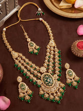 Gold Plated Green Kundan Festive Necklace Set