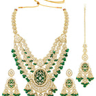 Gold Plated Green Kundan Festive Necklace Set