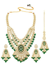Gold Plated Green Kundan Festive Necklace Set