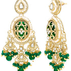 Gold Plated Green Kundan Festive Necklace Set