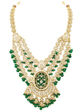 Gold Plated Green Kundan Festive Necklace Set