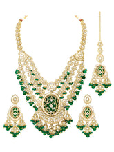 Gold Plated Green Kundan Festive Necklace Set