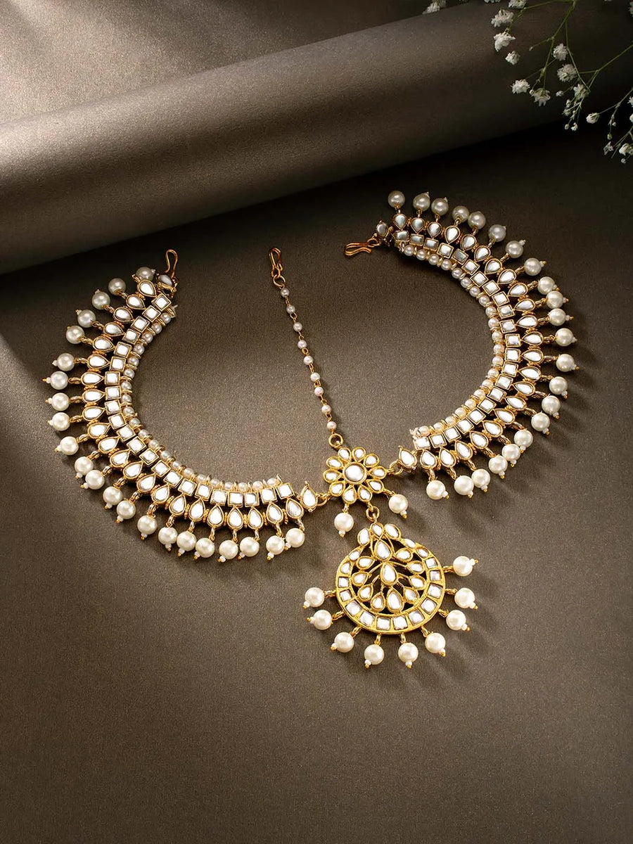 Pearl Sheesh Patti – Graceful Bridal Headpiece | Peora

