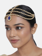 Peora Regal Kundan Blue Drop Maang Tikka