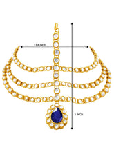 Peora Regal Kundan Blue Drop Maang Tikka