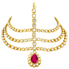 Peora Regal Kundan Rani Pink Drop Maang Tikka