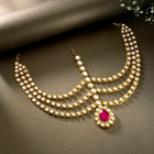 Peora Regal Kundan Rani Pink Drop Maang Tikka