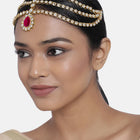 Peora Regal Kundan Rani Pink Drop Maang Tikka
