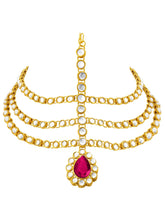 Peora Regal Kundan Rani Pink Drop Maang Tikka