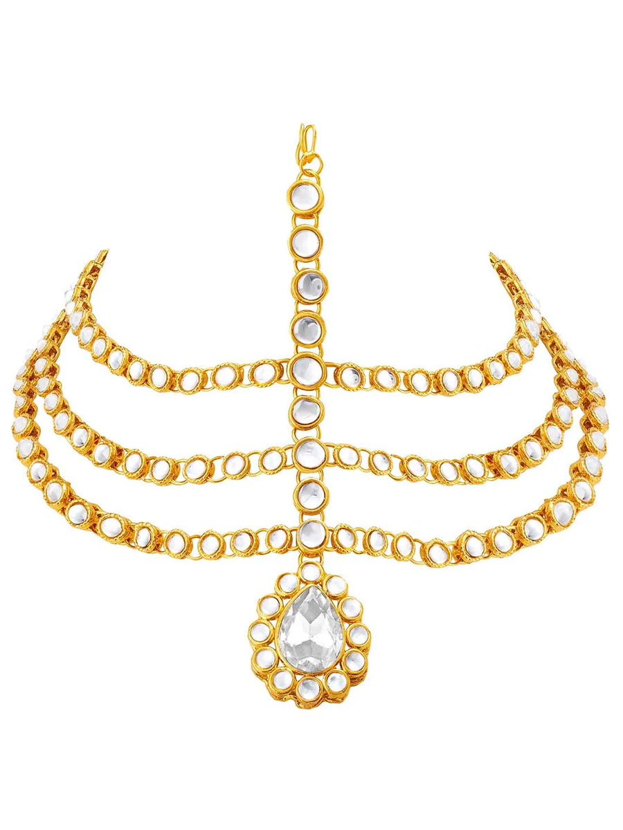 Traditional Kundan Sheesh Patti – Royal Bridal Headpiece | Peora

