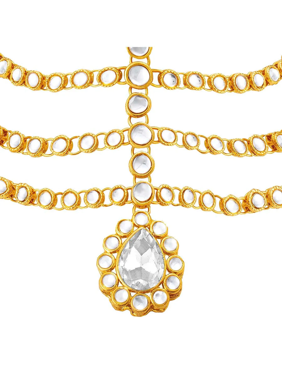 Traditional Kundan Sheesh Patti – Royal Bridal Headpiece | Peora

