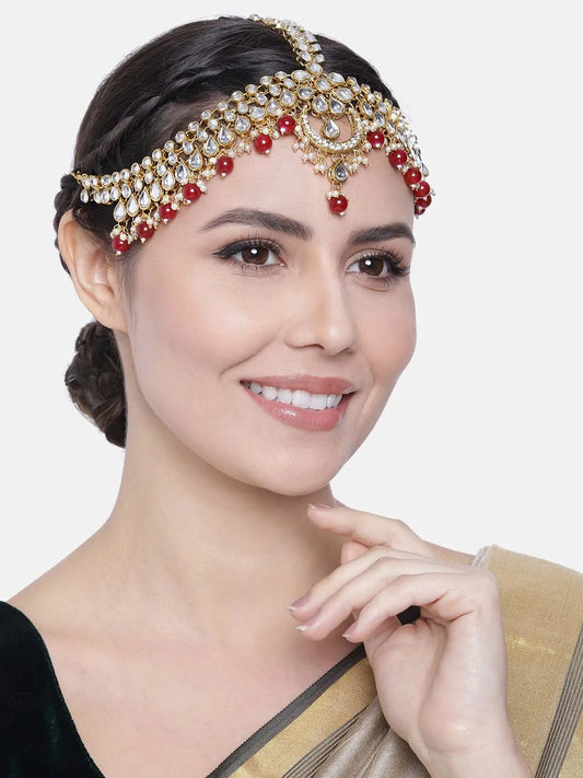 Kundan Headpiece Sheesh Patti – Regal Bridal Elegance | Peora

