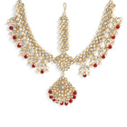 Peora Royal Dulhan Kundan Red Maang Tikka