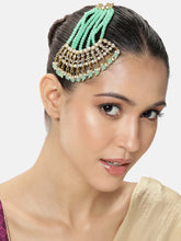 Timeless Kundan and Mint Paso. Beaded paso with kundan, Mint green & white pearls. Best for yoyr wedding.