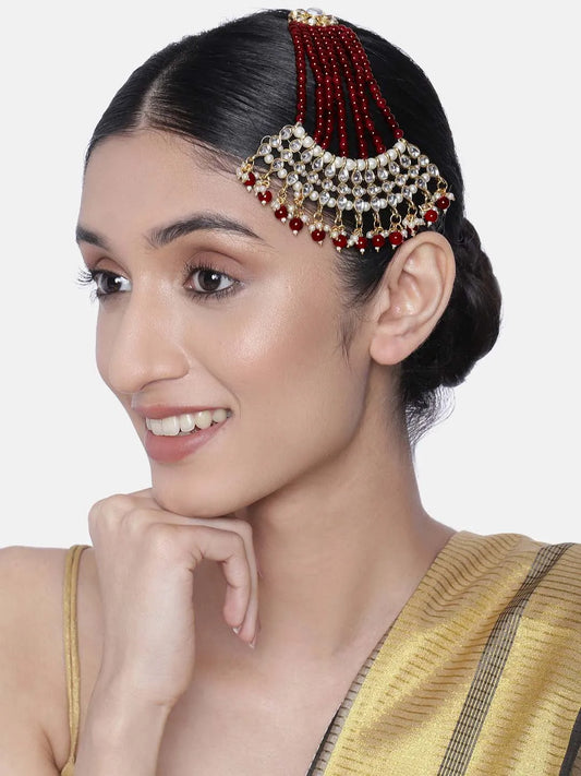 Timeless Kundan and Pearl Paso - Maroon