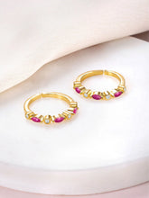 Peora Minimal CZ Accent Ruby Toe Rings