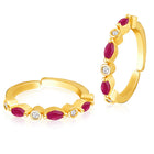 Peora Minimal CZ Accent Ruby Toe Rings