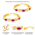 Peora Minimal CZ Accent Ruby Toe Rings