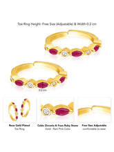 Peora Minimal CZ Accent Ruby Toe Rings