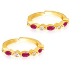 Peora Minimal CZ Accent Ruby Toe Rings