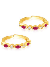 Peora Minimal CZ Accent Ruby Toe Rings