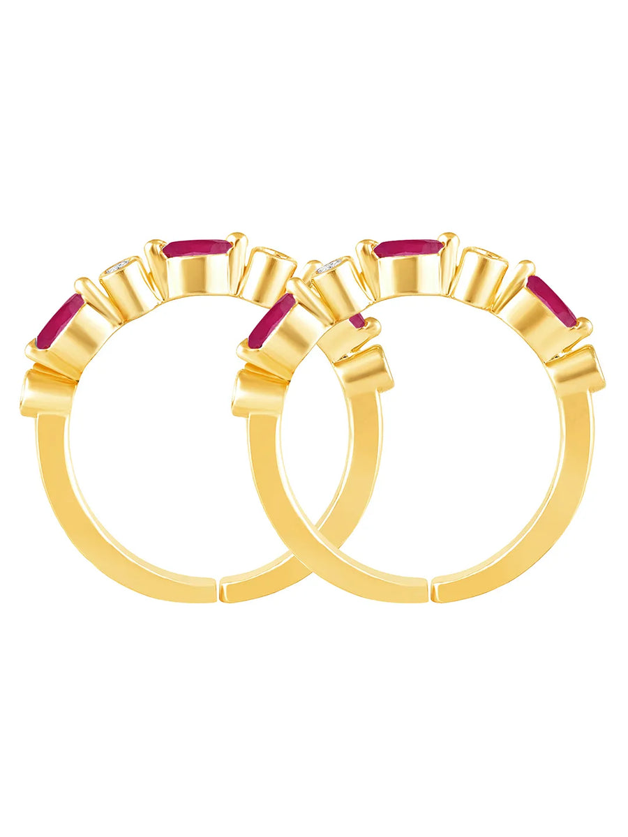 Peora Minimal CZ Accent Ruby Toe Rings
