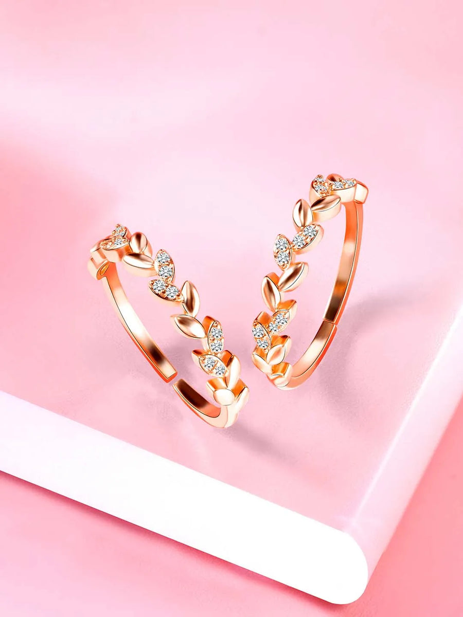 Trendy CZ Chic and Stylish Toe Rings - Rose Gold