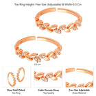 Trendy CZ Chic and Stylish Toe Rings - Rose Gold