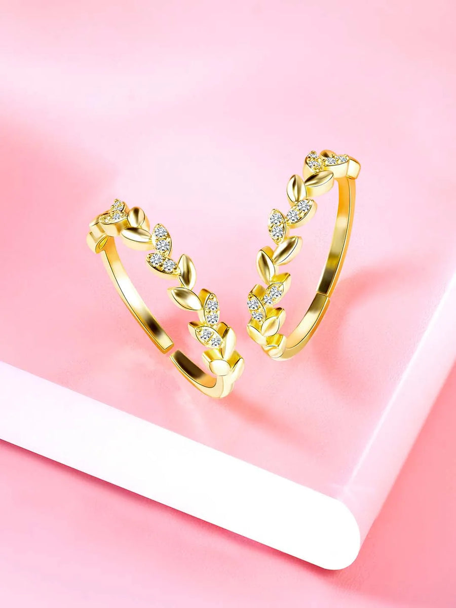 Trendy CZ Chic and Stylish Toe Rings - Gold