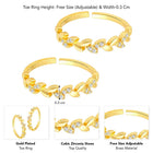 Trendy CZ Chic and Stylish Toe Rings - Gold