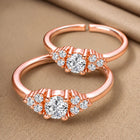 Rose Gold Plated White Crystal Floral Toe Rings