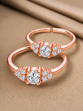 Rose Gold Plated White Crystal Floral Toe Rings