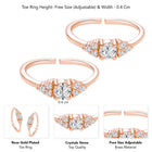 Rose Gold Plated White Crystal Floral Toe Rings