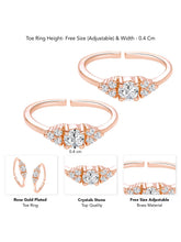 Rose Gold Plated White Crystal Floral Toe Rings