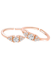 Rose Gold Plated White Crystal Floral Toe Rings