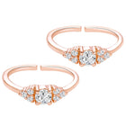Rose Gold Plated White Crystal Floral Toe Rings