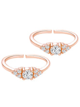Rose Gold Plated White Crystal Floral Toe Rings
