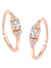 Rose Gold Plated White Crystal Floral Toe Rings