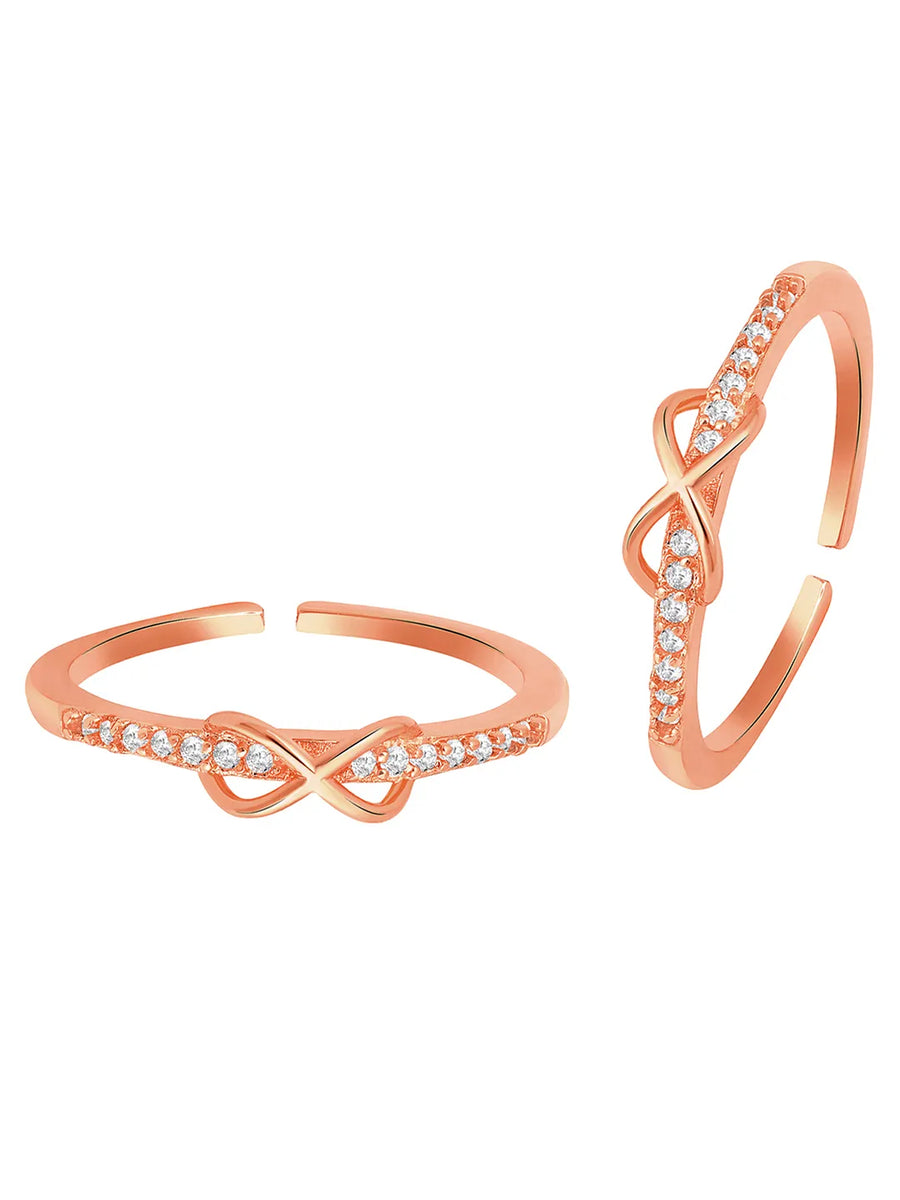Rose Gold Plated Infinity Sparkle Toe Rings