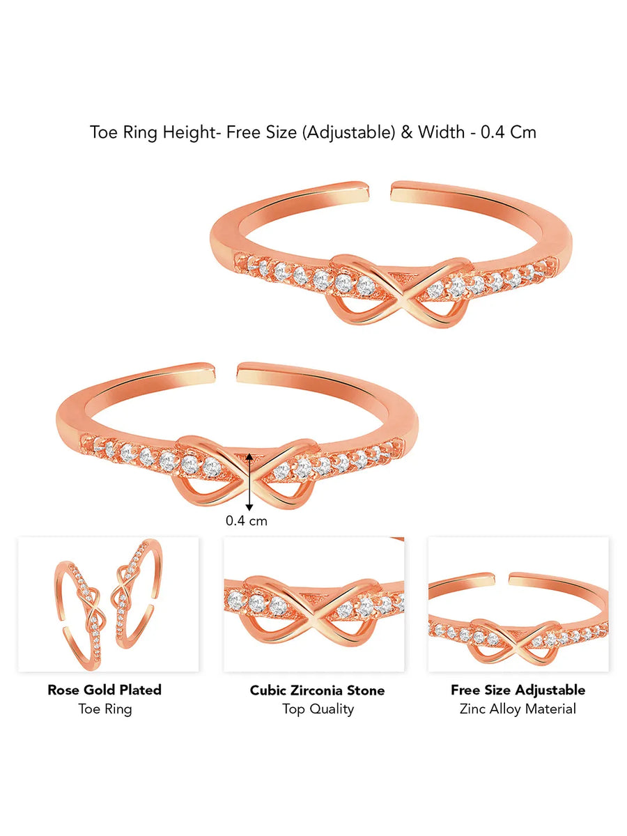 Rose Gold Plated Infinity Sparkle Toe Rings