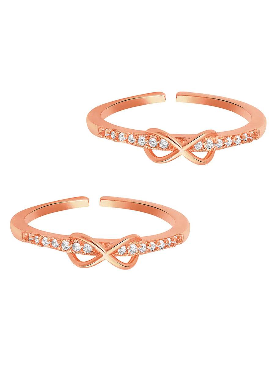 Rose Gold Plated Infinity Sparkle Toe Rings