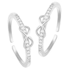 Rhodium Plated Infinity Sparkle Toe Rings