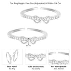 Rhodium Plated Infinity Sparkle Toe Rings