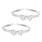 Rhodium Plated Infinity Sparkle Toe Rings