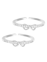 Rhodium Plated Infinity Sparkle Toe Rings