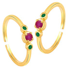 Rani Pink & Green CZ Toe Rings | Vibrant Ethnic Jewellery by Peora

