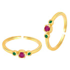 Rani Pink & Green CZ Toe Rings | Vibrant Ethnic Jewellery by Peora

