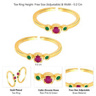 Rani Pink & Green CZ Toe Rings | Vibrant Ethnic Jewellery by Peora

